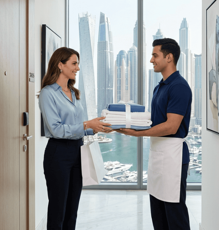 Same day laundry service delivery in Dubai Marina with premium doorstep service